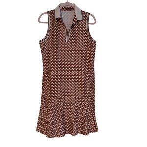 J. McLaughlin Catalina Cloth Dress Women's Brown Old Money V-Neck Sleeveless L